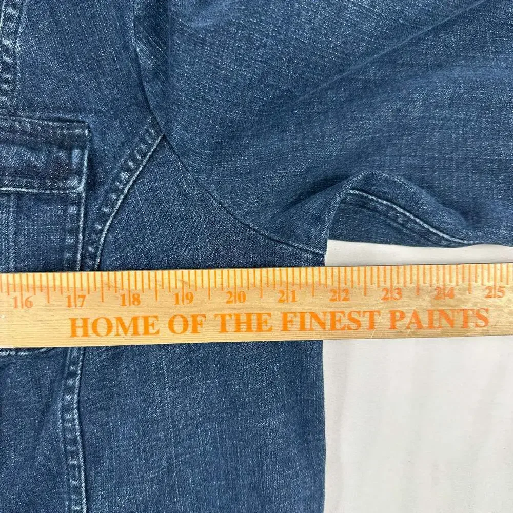 Charter Club Woman Denim Jacket Size 1X Blue Cotton Spandex Band Collar